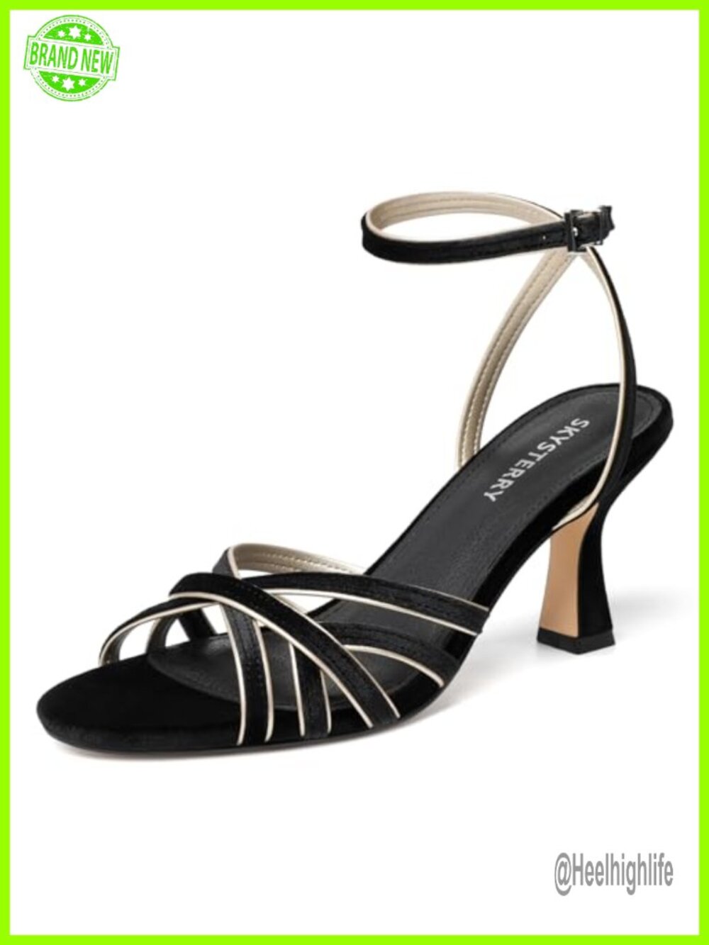 Women's Strappy Kitten Heel Sandals Round Open Toe Ankle Strap Velvet